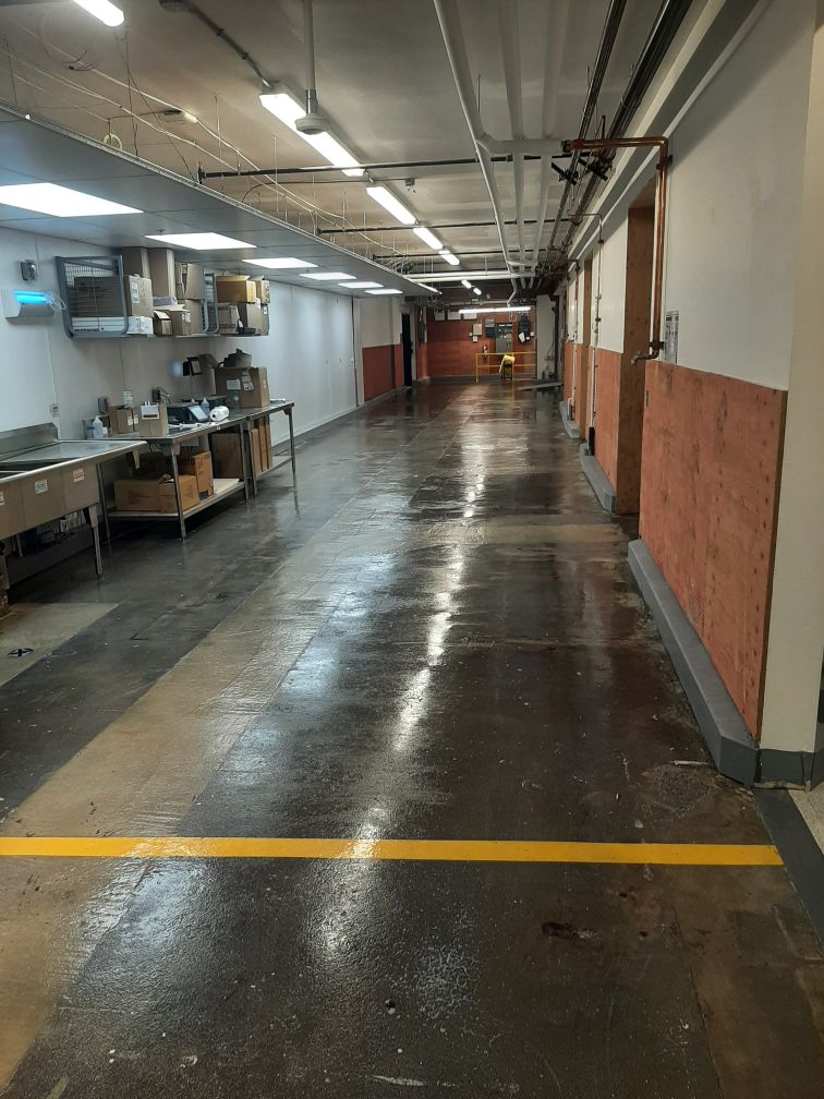 Wide commercial space with finished flooring